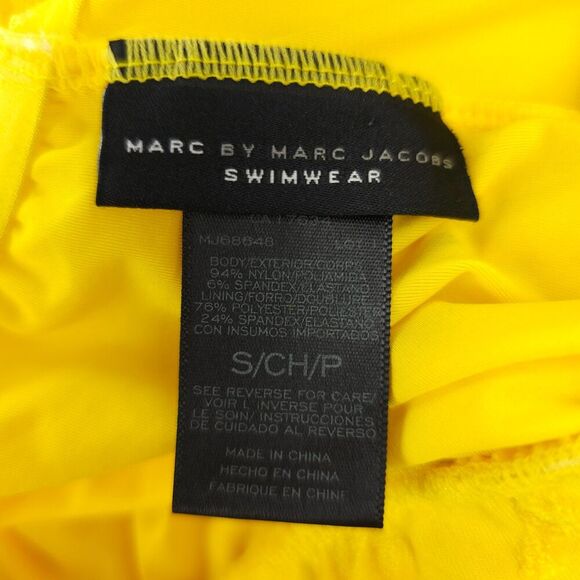 MARC JACOBS 90s Velour Logo Swim Cover Up Resort Romper Yellow Y2k Sporty Glam - Picture 2 of 9